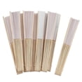 thumbnail image 1 of 10 Pcs 21cm White Color Fabric Hand Fan, Silk Hand Fan Wedding Party, 1 of 5