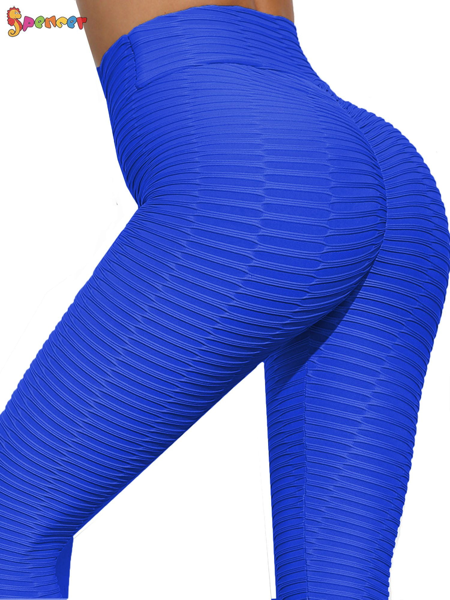 Spencer Spencer Women Sexy Ruched Textured Butt Lifting Leggings High Waist Booty Yoga Pants