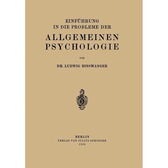 Einführung in Die Probleme Der Allgemeinen Psychologie, (Paperback)