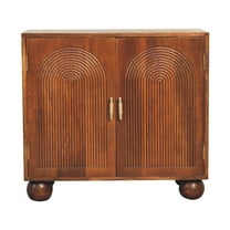 Lesuto Chestnut Carved Ball Cabinet - Nordic Style, Wood, 0 Drawers