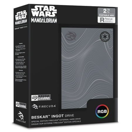 Seagate - Star Wars SE Beskar Ingot Drive FireCuda 2TB External USB 3.2 Gen 1 Hard Drive with RGB LED Lighting