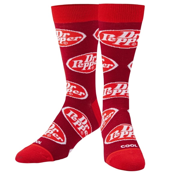 Cool Socks – Dr Pepper Retro Logo Design – Novelty Crew Sock – Medium – Soft Cotton Blend – Fun