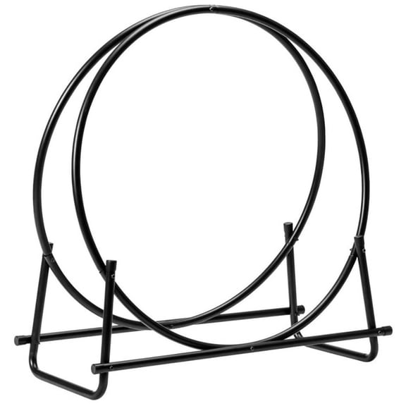 Spaco 30-Inch Tubular Steel Log Hoop Firewood Storage Rack, Firewood Rack, Black