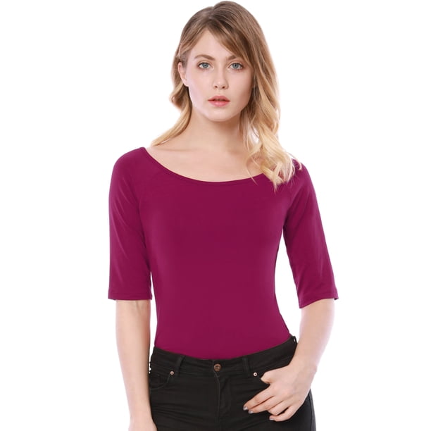 Día de San Patricio Camiseta Suave De Media Manga Con Cuello Redondo Entallado Para Mujer Fucsia XS