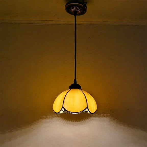 Vintage Pendant Light, Single Glass Hanging Ceiling Lamp, Rust-Proof Farmhouse Decorative Pendant for Kitchen, Dining Room, Bedroom, Living Room
