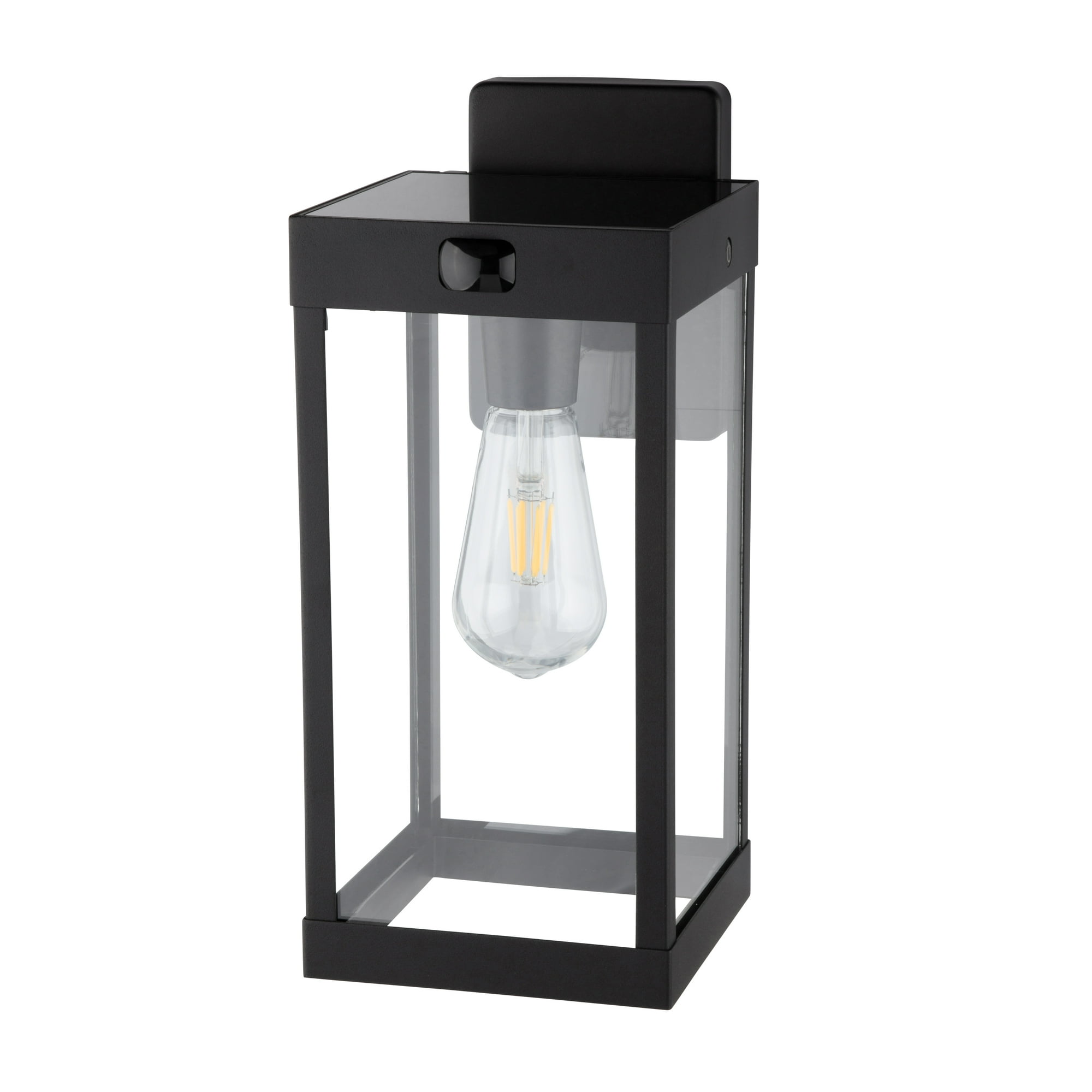 Better Homes & Gardens Solar Dusk to Dawn Outdoor LED Wall Light, Black Metal and Glass, 200 Lumens