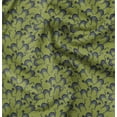 thumbnail image 1 of Soimoi Green Silk Fabric Cat Animal Print Fabric by Yard 42 Inch Wide, 1 of 5