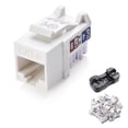 thumbnail image 1 of Cable Matters [UL Listed] Lot de 25 10Gbps Crics Keystone Cat6, Profil Mince Cric Keystone Ethernet, Cric Keystone RJ45 avec Support Punché, Blanc (Modèle 180070), 1 of 8