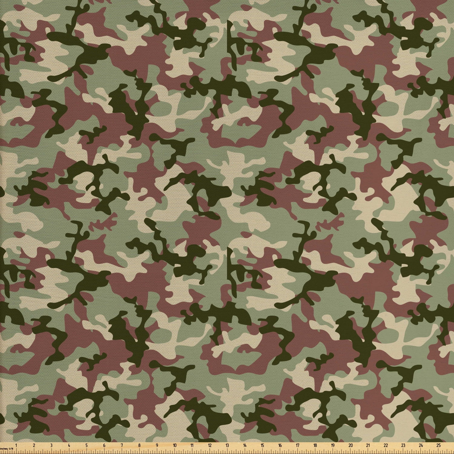 Camo Fabric by The Yard, Illustrated Green Camouflage in Forest Colors