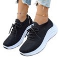 thumbnail image 5 of Womens Lace Up Flying Woven Walking Shoes, Breathable Mesh Soft Sole Sneakers, Lightweight Casual Daily Athletic Footwear Black 39, 5 of 6