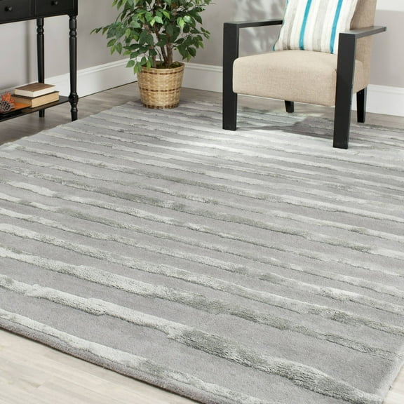 SAFAVIEH Soho Alec Striped Wool Area Rug, Grey, 5' x 8'