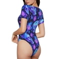 thumbnail image 2 of Vsdgher Skull flower star sky Prinr Short Sleeve Body suit for Womens, Sexy Onesie One Piece Round Neck Bodysuit Shapewear Tummy Control-, 2 of 7