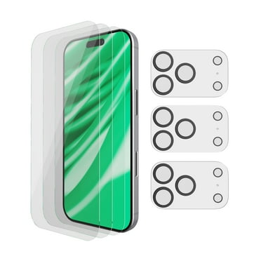 onn iPhone 17 Pro Max 3-Pack Glass Screen Protector with Camera Glass and Easy Installation Frame