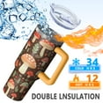 thumbnail image 2 of 40oz Mushroom Themed Travel Cup, Insulated Stainless Steel, Handle for Comfortable Grip, 2 of 5