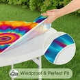 thumbnail image 5 of Colorful Rainbow Tie Dye Spiral Pattern Round Fitted Tablecloth with Elastic Edge,Dining Table Cover Waterproof,Outdoor Round Tablecloth for Camping,Dining,Indoor and Outdoor, 5 of 7