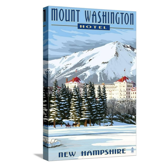 Art.com Mount Washington Hotel in Winter - Bretton Woods, New Hampshire Stretched Canvas Print Wall Art by Lantern Press, 12" x 18"