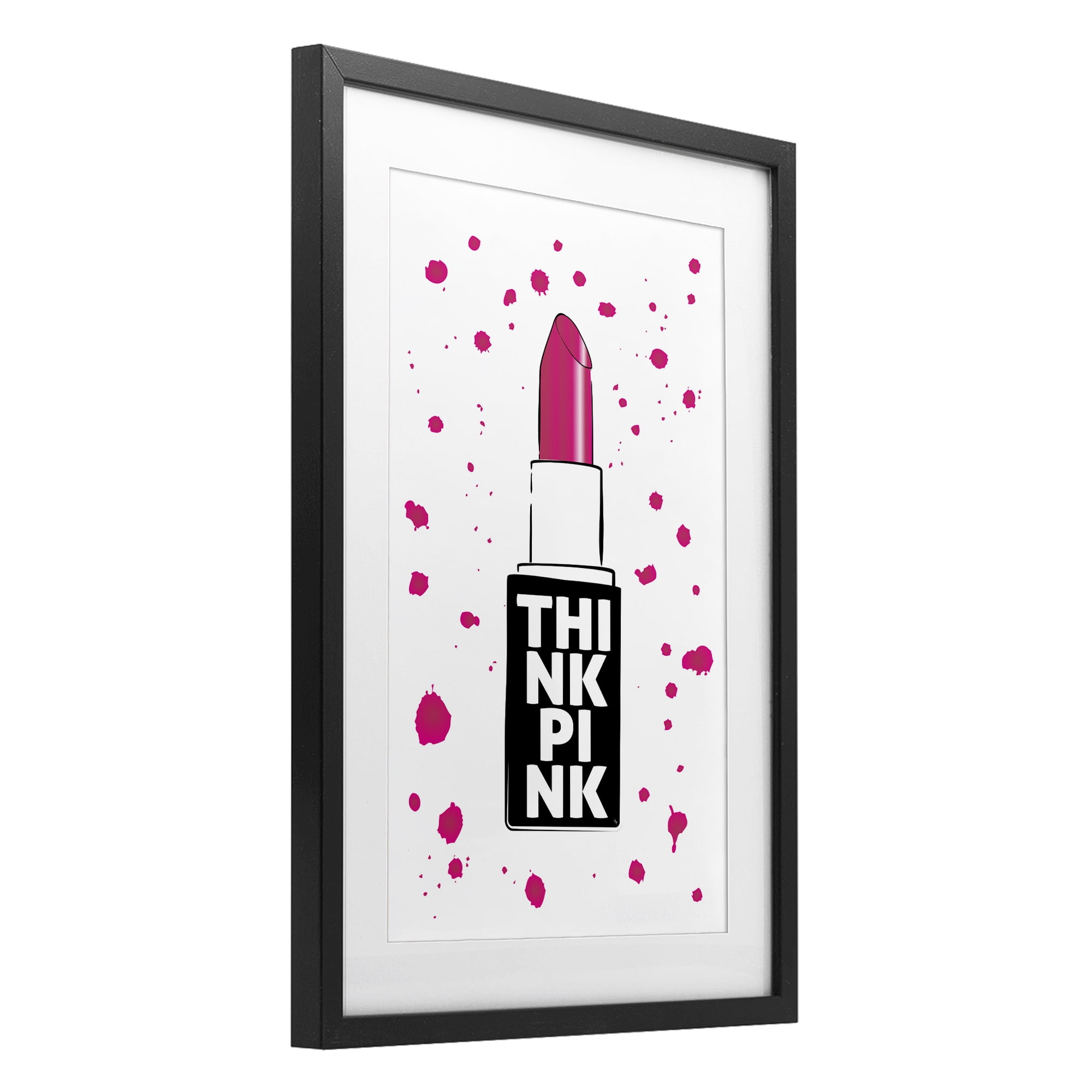 Stupell Industries Think Pink Lipstick Black Framed Print Under Glass, design by Martina Pavlova