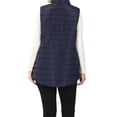 thumbnail image 3 of A2Y Women's Sherpa Lined Quilted Side Pockets Snaps Zip Up Vest Navy M, 3 of 3
