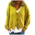 thumbnail image 2 of Bnwani Women Cardigan Sweater Solid Color Cardigan Knit Button V Neck Yellow Chunky Cardigan Sweaters for Women Size 3XL(US:14), 2 of 9