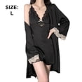thumbnail image 2 of Conjuntos de pijamas para mujer, bata con camisón sexy sin mangas, camisón de encaje con cuello en V, 2 of 6