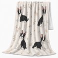 thumbnail image 2 of Playful Boston Terrier Puppies Cartoon Illustration Dog Lover, Playful Pet Portrait Pattern, Warm Flannel Blanket for Living Room and Bedroom, Dog Lovers Just Because Gift, Pet Lover Home Decor, 2 of 9