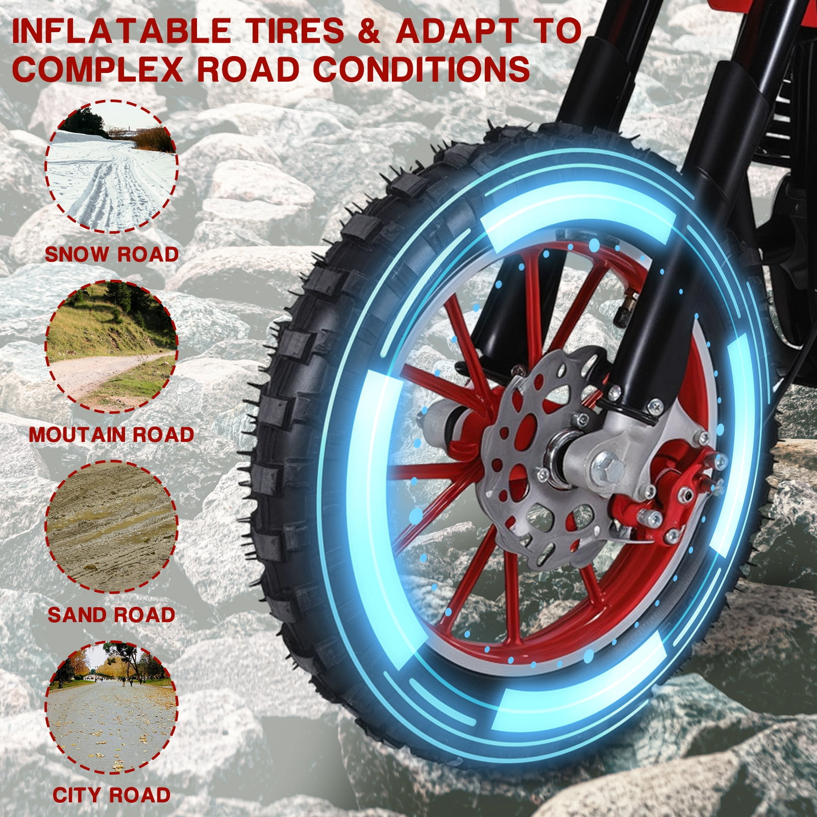 SHUO Y - 49cc 4-Stroke Kids Dirt Bike, Gas Power Motocross, Mountain Off Road Mini Motorcycle, Children Pocket Motorbike with Disc Brakes