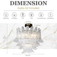 thumbnail image 3 of W24 in 5-Light Vintage Mid-Century Modern Close to Ceiling Light 4-Tier Clear Art Glass Glam Flush Mount Ceiling Light in Antique Bronze for Living Room  Dining Room, 3 of 5