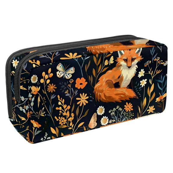 MUOOUM Pencil Case, Fox Butterfly Floral Large Capacity Pencil Pouch Stationery Pen Bag