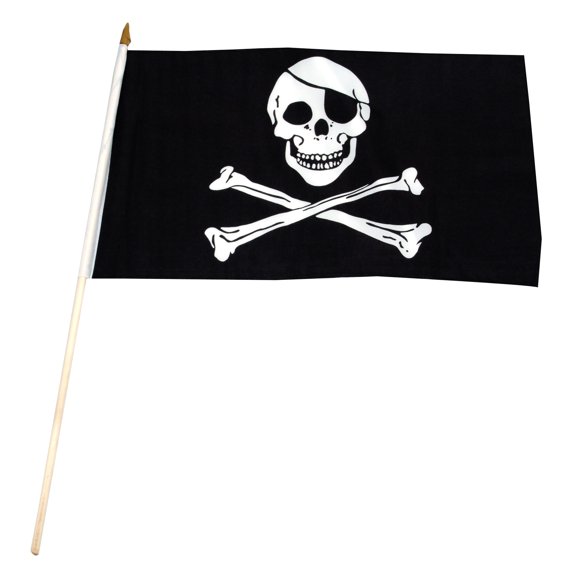 pirate (jolly roger) flag 12x18 inch stick flag