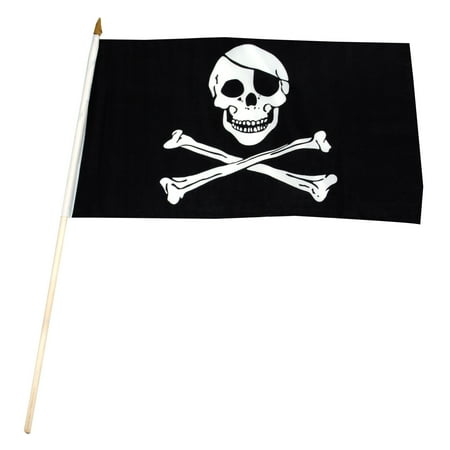 Pirate Jolly Roger Flag - Pirate (Jolly Roger) Flag 12x18 inch stick flag