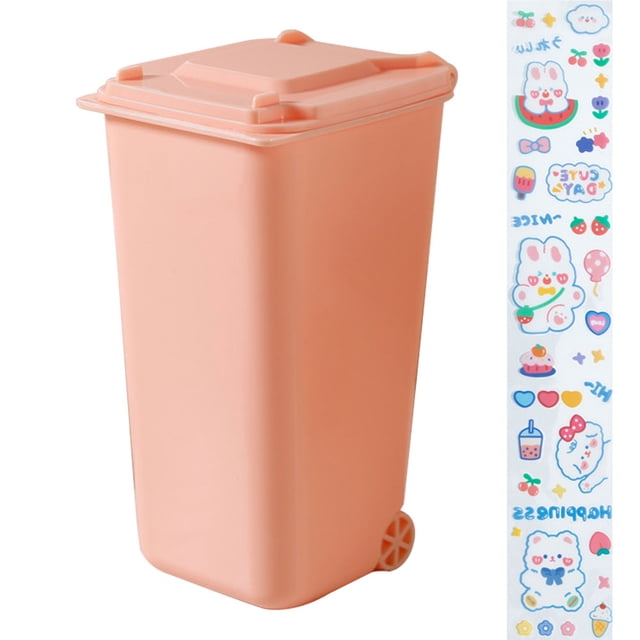 Mini bote de basura en la carretera, soporte para bolígrafo y bote de reciclaje de tamaño pequeño único, organizador de escritorio para lápiz