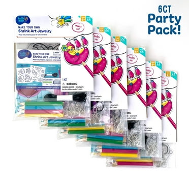 Hello Hobby Make Your Own Plastic Shrink Art Jewelry, Multicolor, 6 Kits