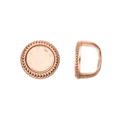 - Rope Edge Round Cabochons Setting Licorice Beads Fits 10x8mm Licorice Leather - Antique-Copper Plated
