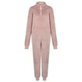 thumbnail image 6 of Idoravan Women Sets Clothing Clearance Womens Long Sleeve Solid Plush Tank Tops Set Elastic Waist Long Pants, 6 of 9