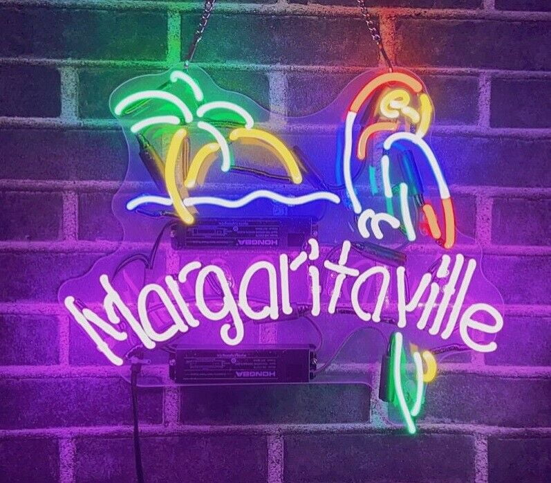 New Jimmy Margaritaville Palm Tree Neon Sign Wall Bar Decor Pub Gift 20"x16" 