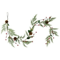 Northlight Pre-Lit B/O Pinecone, Berry and Leaf Christmas Garland - 4.5' - Warm White Lights