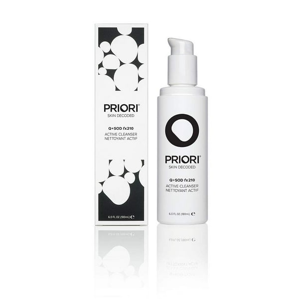 PRIORI Skincare Limpiador facial activo con CoQ10 para limpieza profunda Refinación de poros Hidratante Antioxidante Lavado facial con ácido láctico y salicílico Sin fragancia 6 fl oz