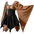 thumbnail image 1 of Trajes medievales renacentistas para mujer, vestido con corsé pirata, vestido corto irlandés tradicional con manga acampanada, 1 of 5