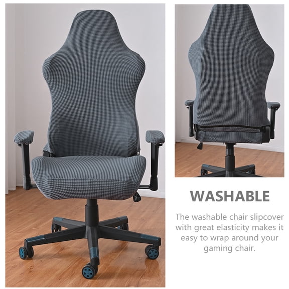 OFFIGAM 1 Set Washable Chair Slipcover with Elastic Fit and Armrest Covers, Dark Grey Stretch Fabric Protector