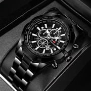 Sports Mens Quartz Watch VA VA VOOM New Black Stainless Steel Waterproof Hollow Out Luminous Military Mannish Wristatches