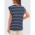 thumbnail image 2 of Women's Round Neck Loose Short Sleeve T-Shirt Striped Top, 2 of 2