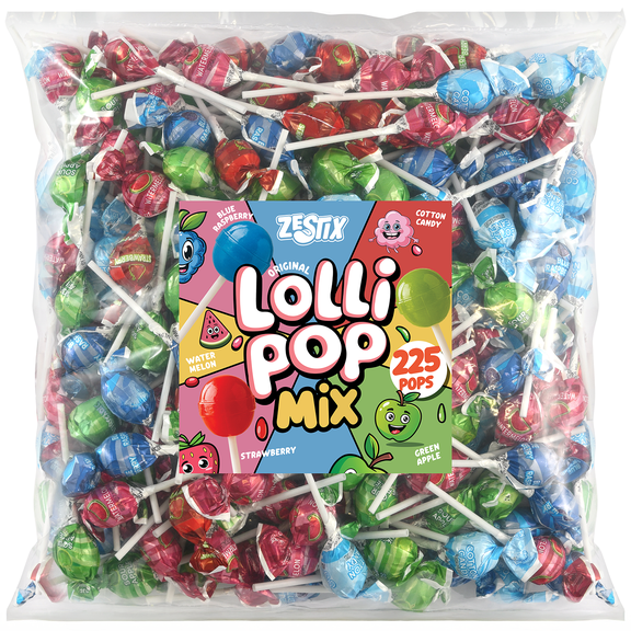 Zestix Lollipops Mix 225ct, Bulk Candy Suckers, Individually Wrapped Lollipop Candy for Kids, Parties, Goodie Bags & Party Favors