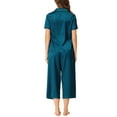 thumbnail image 3 of Unique Bargains Women's Loungewear Tops and Capri Pants Satin Pajama Sleepwear Sets, 3 of 5