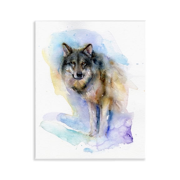 Stupell Industries Watercolor Wolf in Snow Animals & Insects Painting Unframed Art Print Wall Art, 11 x 14