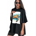 thumbnail image 3 of Plus Size Shirt for Women Black Tops for Women Short Sleeves Shirt for Women Turtle T Shirt Crewneck Shirt for Women XL, 3 of 5