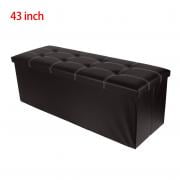 Jeobest Folding Storage Ottoman - 43 Inch Folding Storage Ottoman Double Seat Bench Foot Rest Stool Seat Black (43 x 15 x 15