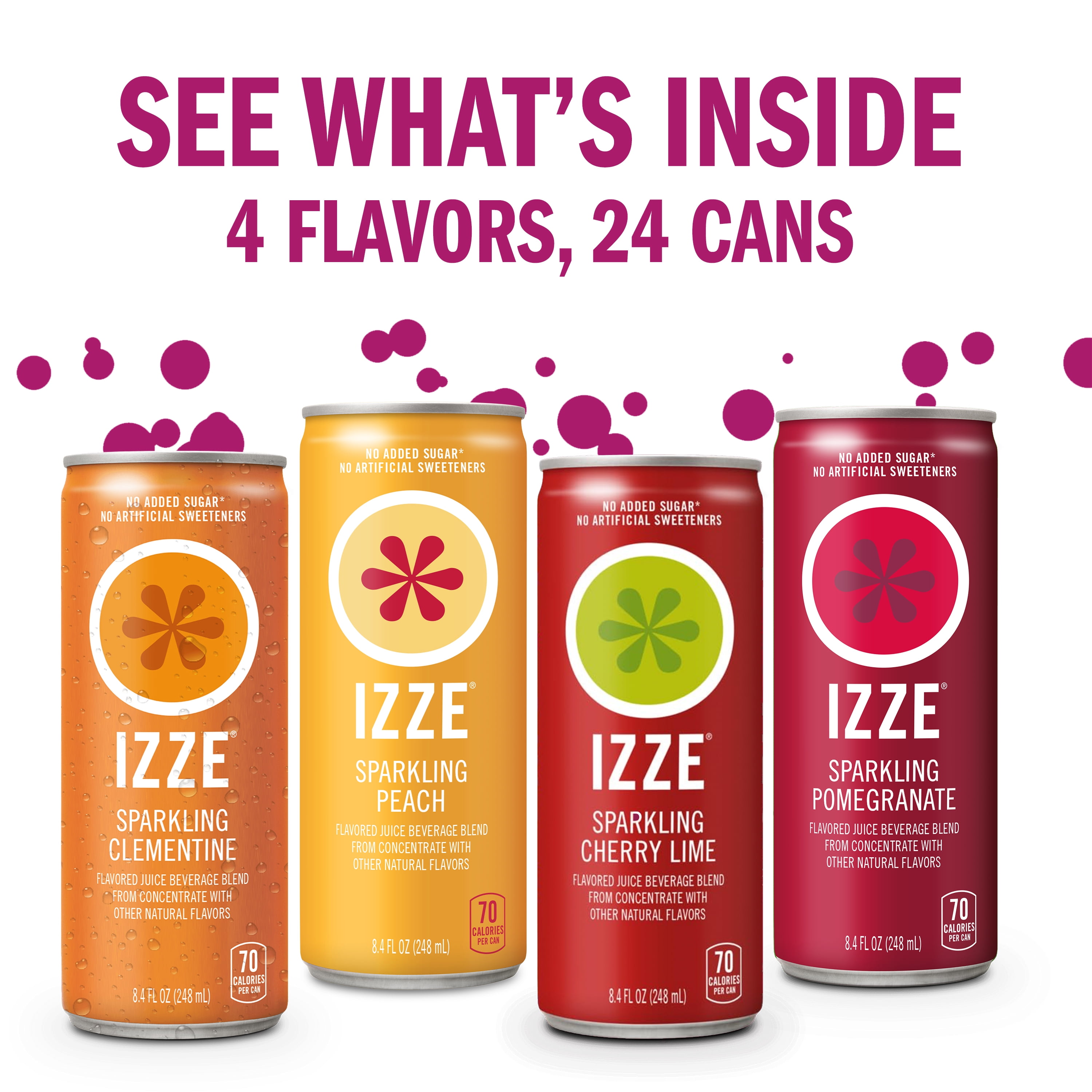 Izze Sparkling Fruit Juice Variety Pack - Peach, Cherry Lime