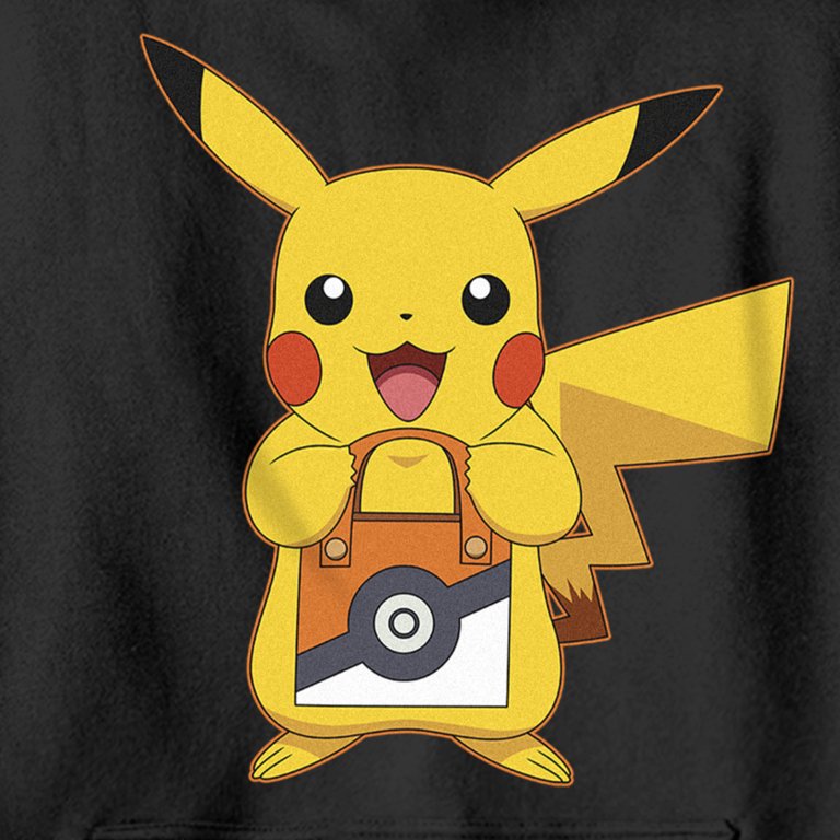 pikachu halloween pokemon card Boy's Trick or Treat Pull Over Hoodie - Black Lightning Rarity Men's Pokemon Halloween Pikachu Wizard