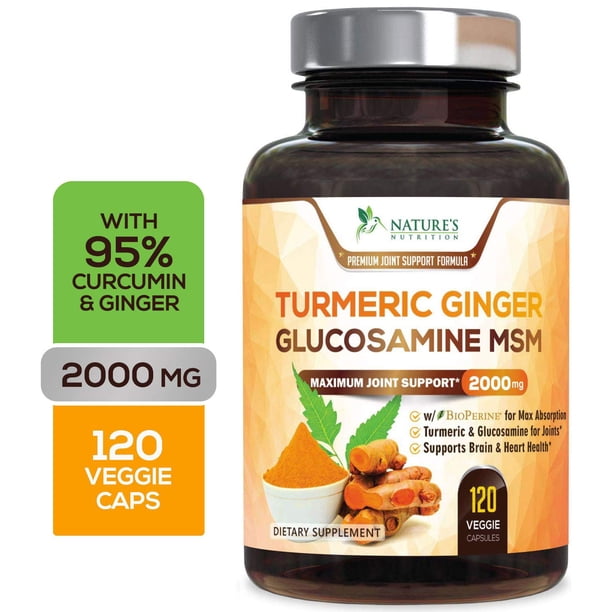 Turmeric Curcumin with Ginger Glucosamine & MSM, 2000mg, 120 Ct