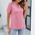 thumbnail image 4 of HAPIMO Women' Plus Size V-Neck Tees Solid Color Flowy Fashion Clothes Summer Tops for Women Elegant Blouses Casual Loose Dressy Tunic Pink XL, 4 of 8